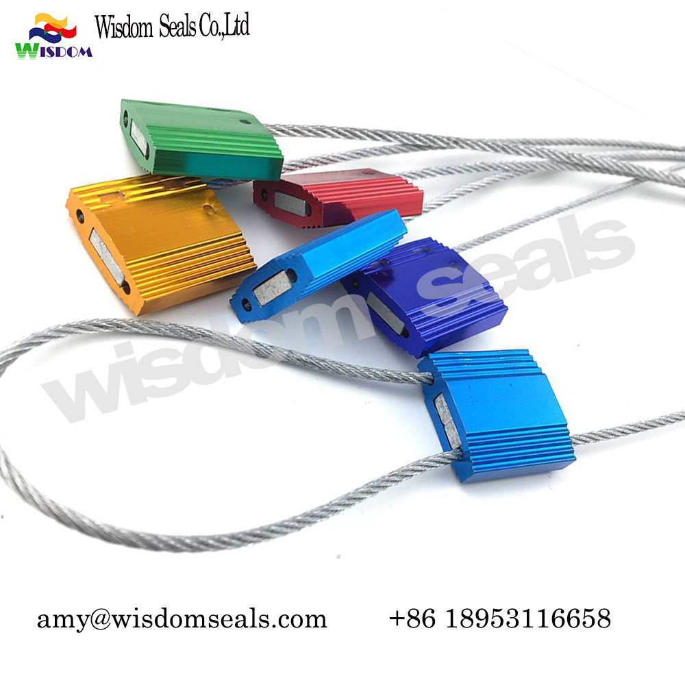  WDM-CS125  High safety tampering obvious pull tight metal cable seal with laser print customer number 
